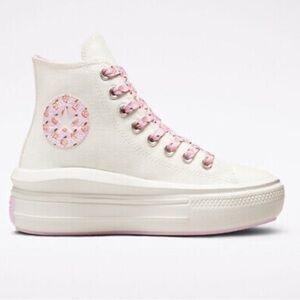 Converse pink and White Platform Shoes